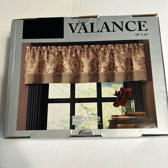 THE HOME COLLECTION NWT Valance Curtains 80" X 16" Dynasty Cream Neutral Floral - Picture 1 of 9